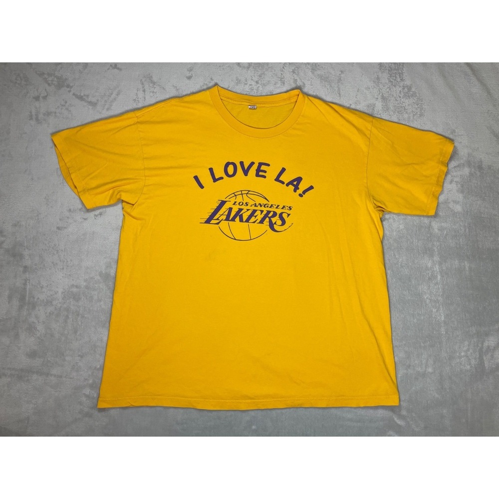 Los Angeles Lakers T Shirt Men XL Yellow I Love LA 2000 Finals NBA Vintage